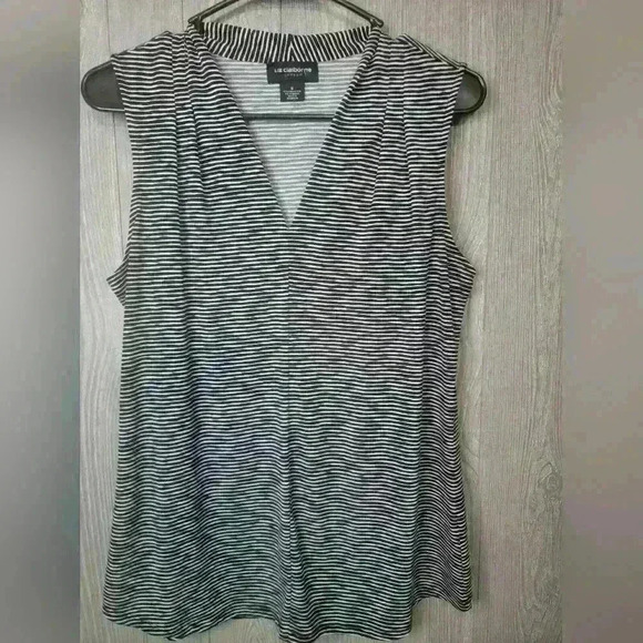 Liz Claborne Career sleevless blouse. Black and white stripes. Size medium. - Picture 1 of 6